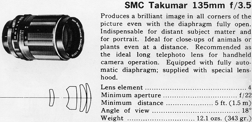 SMC Takumar 3,5 / 135 мм он же SMC Pentax K  3,5 / 135 мм