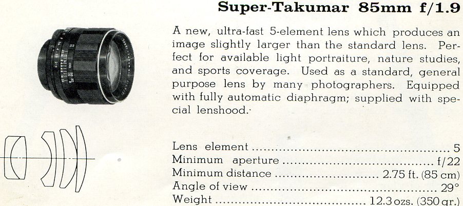 Super Takumar 1,9 / 85 мм