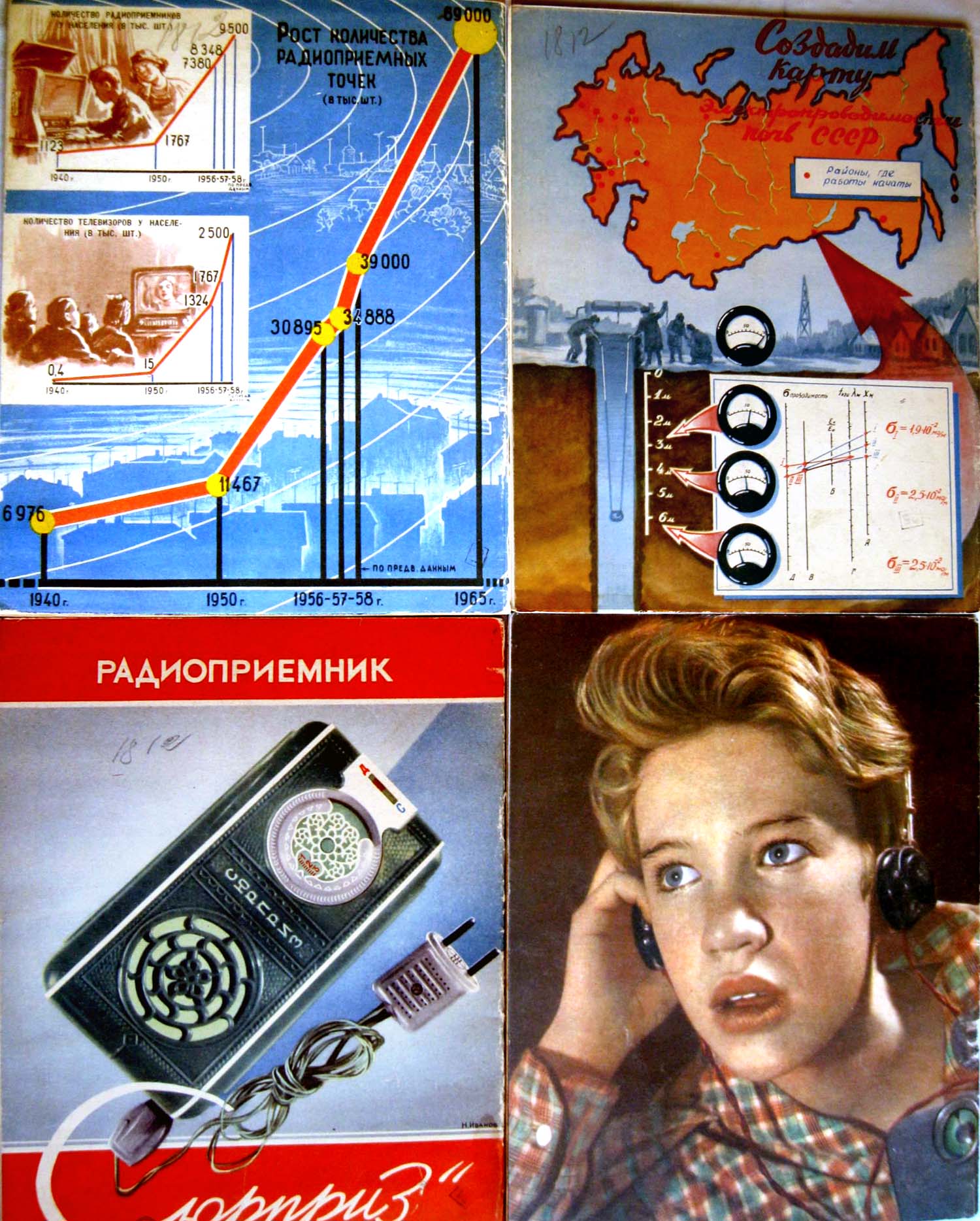 Журнал Радио 1965 радиоточки сетевые приёмники карболитовые наушники