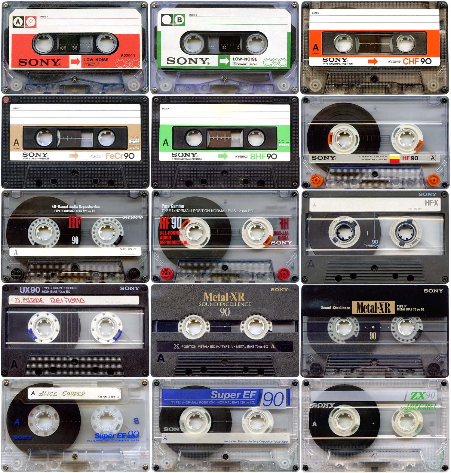 Аудио кассеты фирмы SONY от ранних до поздних