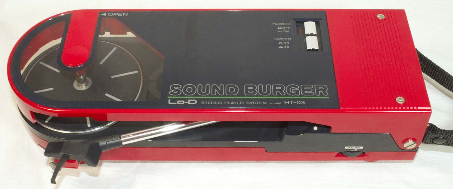 портативный проигрыватель виниловых грампластинок Hitachi Lo-D Sound Burger mini vinil turntable player